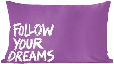 Sierkussens - Kussentjes Woonkamer - 60x40 cm - Follow your dreams - Paars - Penseeltextuur