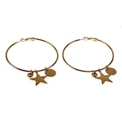 ∅60mm Ster Oorringen Dames - Stalen Goudkleur - Oorbellen met Hangers