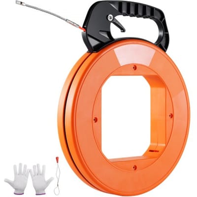 VEVOR kabeltrekker, 6,35 mm x 30,5 m, PET-trekspiraal met geoptimaliseerde behuizing en handgreep, trekveer, flexibele draadtrektang voor muren en elektrische draden, niet-geleidend