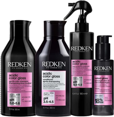 Redken - Acidic Color Gloss Shampoo + Conditioner + Leave-in Treatment + Shine Oil Set