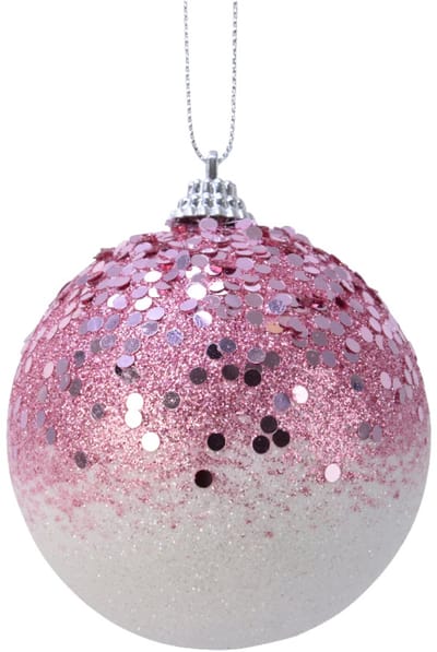 KAEMING B.V. - Roze ombré kerstbal 8 cm met pailletten