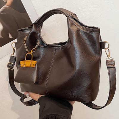 High-end Commuting Tote Bag voor Dames Herfst en Winter Nieuwe Retro Zacht Leer Bucket Bag voor Dames Modieuze One-shoulder Crossbody Tas