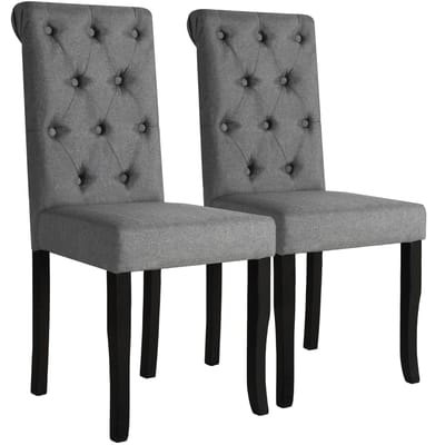 vidaXL - Eetkamerstoelen - 2 - st - stof - donkergrijs