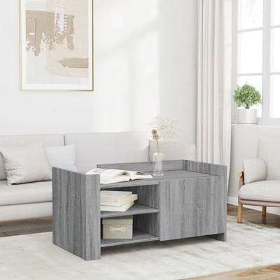 vidaXL - Salontafel - 100x50x50 - cm - bewerkt - hout - grijs - sonoma - eikenkleur