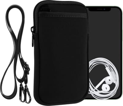 kwmobile Telefoontasje geschikt voor XL - 6,7/6,8" - Universeel smartphone hoesje van neopreen - Met telefoonkoord - In zwart