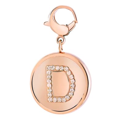 Lucardi Dames Gerecycled just.d stalen hanger roseplated letter kristal - Hanger - Staal - RosÃ©kleurig