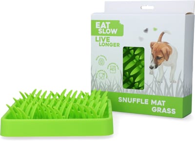 Eat Slow Live Longer Snuffelmat – Anti-schrok Mat – Slowfeeder - 100% Siliconen – Vaatwasserbestendig – Intelligentiespeelgoed voor Honden - Voerpuzzel antislip-onderkant - Groen