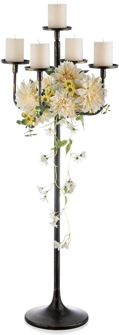 Grote zwarte kandelaar - 122 cm hoog - 5 armen - Halloween decoratie - Kerstmis - Bruiloft - Vintage vloerkaarsenstandaard - Woonkamer - Feestdecoratie