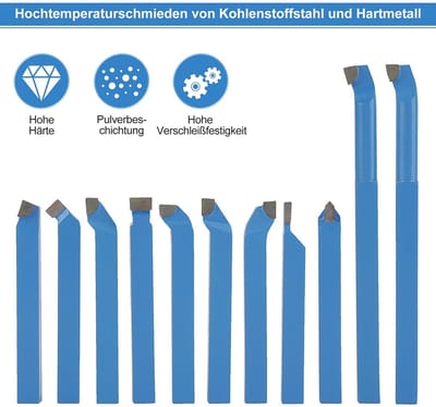 Cosensi- Draaigereedschap 11-Delig - Metaal Draai-/Freesgereedschap - Hoogwaardige Hardheid - Duurzaam - Snelle Verwerking - Carbon Staal en Carbide - Draaigereedschappen