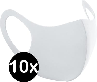 Mondkapje Wasbaar Wit Mondmasker Wasbaar Mondkapje Wasbare Mondkapjes Niet Medisch Elastisch Universeel - 10 PACK