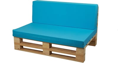 Palletbank met kussens - Zitbank buiten - Ontspannen in de tuin - Massief grenenhout - 120 x 60 cm - Blauw