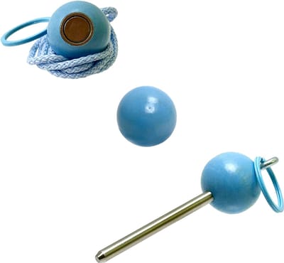 Boulemaus - Jeu de Boules - Bouleset Kleur lichtblauw - 1 Magneet - krachtige magnetische bouleopraper in de vorm van but met koord – 4 kg - 1 Traceur de Terrain -V2A roestvrij staal- 1 but