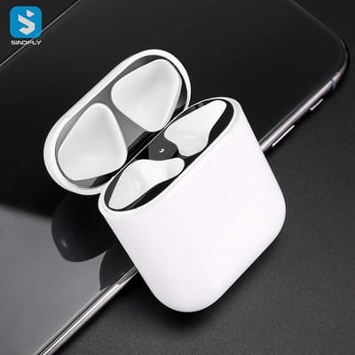 Sticker geschikt voor Airpods - Accessoire voor Airpods - Anti magnetisch stof - Vuil bescherming - Zwart Sticker 2 stuks