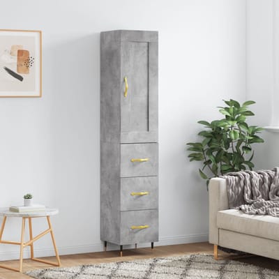 vidaXL - Hoge - kast - 34,5x34x180 - cm - bewerkt - hout - betongrijs