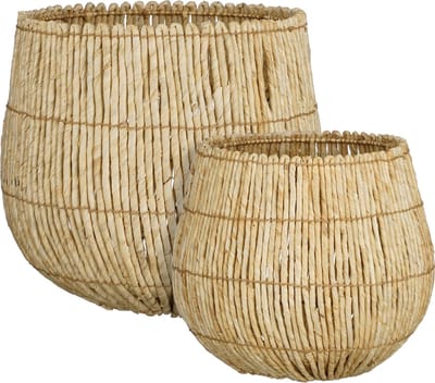 Mica Decorations Ronda Opbergmand - Set van 2 - H40 x Ø44 cm - Lichtbruin