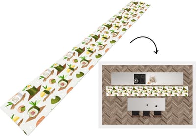 Keukenloper - Keukenmat - Sushi - Patronen - Eten - 400x50 cm - Keuken vloerkleed