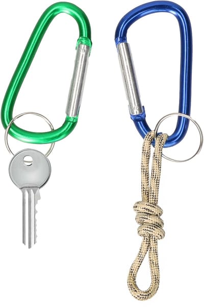 DID Karabijnhaak aluminium - set van 2x stuks - 7.5 cm - beveiligingshaak - musketonhaak - veersluiting