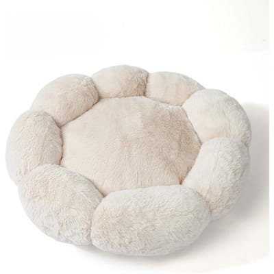 Nouveau nid pour animaux de compagnie nid de fleurs rond nid de chat en peluche chaude nid de chat en hiver nid de chien universel 40cm