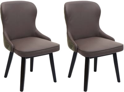 Set van 2 eetkamerstoelen MCW-M60, gestoffeerde stoel, keukenstoel, fauteuil, stof/textiel, massief hout ~ donkergroen-grijs