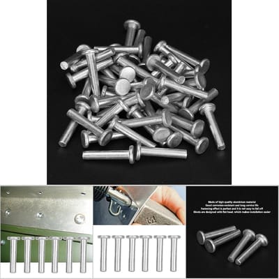 Aluminium Klinknagels - Massieve Klinknagels Platte Kop - Betrouwbare Montage - Hogere Mechanische Sterkte - M4 x 25 mm - Aluminium