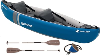 Opblaasbare Kajak - Kajak Set - Watersport Avontuur - Voor 1 of 2 personen - 314 x 88 cm - Blauw/Grijs