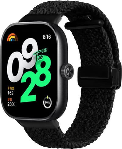 Strap-it Geweven nylon bandje - geschikt voor Redmi Watch 4 / Redmi Watch 5 / Redmi Watch 6 / Xiaomi Smart Band 8 Pro / Xiaomi Smart Band 9 Pro / Xiaomi Smart Band 10 Pro (zwart)