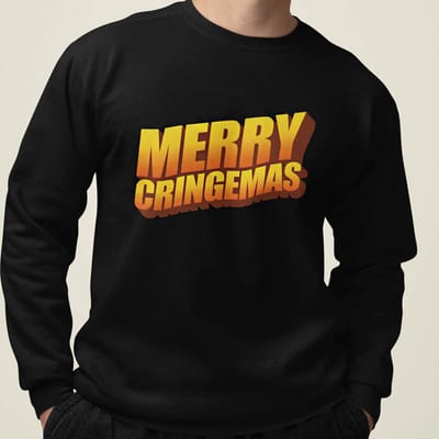 Foute Kerst Trui Zwart Merry Cringemas XS