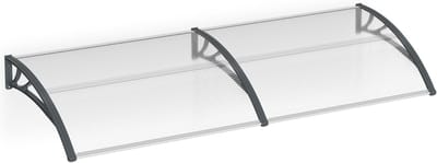 Transparante Deurluifel 300x100 cm met Grijze Beugel voor Buiten Bescherming