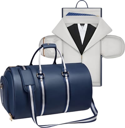CarryQuest® - Zakelijk Opvouwbaar Reistas - Bruin -Suite Bag - PU Leder - Duffel Bag - Weekendtassen - Sportief - Weekend & Reis - Kostuumtas - Blauw