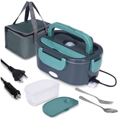 GELLDG Elektrische lunchbox - Voedselverwarmer - Draagbare lunchboxverwarmer - 2-in-1 elektrische lunchbox - Geschikt voor vrachtwagens, thuis, kamperen - 1,5 l - 80 W