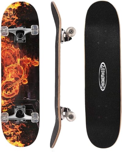 Skateboard Cruiser - Longboard Deck - Stunts Oefenen - Dubbele Kick Concave - 31 Inch - Vuur
