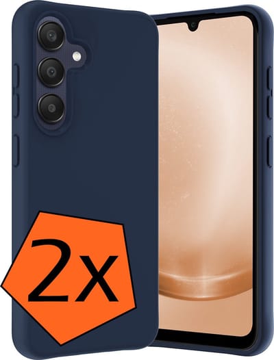 Hoes - 2 Stuks - Geschikt voor Samsung Galaxy A25 - Sterk & Shockproof - Case Siliconen - Back Cover - Telefoon Hoes - Donkerblauw