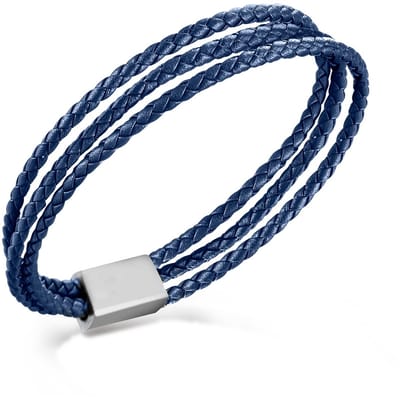 Boccia Titanium 03053-0321 Heren Armband - Leren armband - Sieraad - Leer - Blauw - 12 mm breed - 21 cm lang
