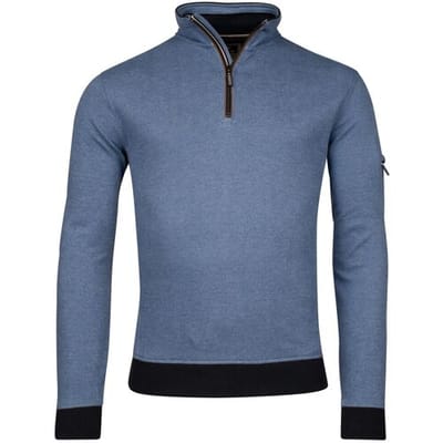 Baileys Trui Sweatshirt Half Zip Yarn Dyed Jacquard Doubleface Interlock Deep Denim Blue / male