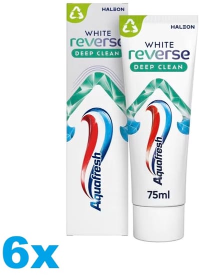 Aquafresh White Reverse Tandpasta – 6 x 75 ml – Wittere Tanden & Diepe Reiniging – Voordeelverpakking