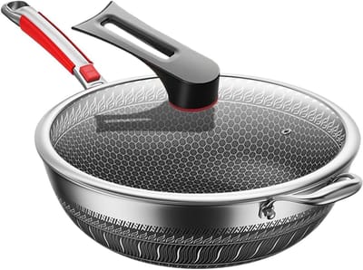 Koekenpan met deksel - Koekenpan Koekenpan - Dagelijks koken - Gelijkmatige warmteverdeling - 30 cm - Zwart