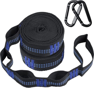 2-delige hangmat nylon banden - Camping hangmat boombanden set - Combinatie lengte 20ft, 30+2 lussen, 2000lb Heavy Duty hangmat ophangsysteem kit - Blauw