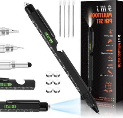Multitool Pen - Gereedschap Pen - Doe-het-zelf Klussen - 9-in-1 Functies - Ongeveer 15 cm - Zwart