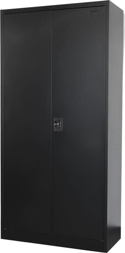 IVOL Archiefkast met slot - Kantoorkast 90 x 185 x 40 cm - Draaideurkast Zwart met 4 legborden