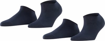 Esprit Uni 2-Pack kort eenkleurig katoen multipack sneakersokken enkelsokken dames blauw - maat 35-38