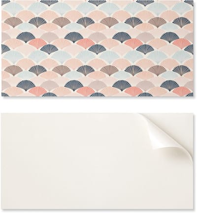 Bedrukt vinyl wandpaneel voor de eetkamer, 100x50 cm, waaiervormig golfpatroon