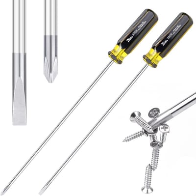 Sleufschroevendraaier en kruiskopschroevendraaier set van 2 - 15 inch lange magnetische schroevendraaiers