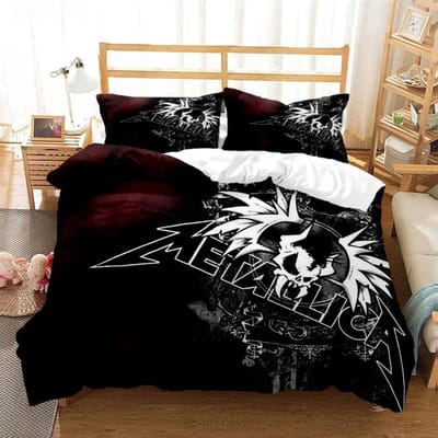 Metal Music Band M-Metallica Beddengoedset Eenpersoons Tweepersoons Tweepersoons Queen Kingsize Bedset Volwassene Kind Slaapkamer Dekbedovertrekset Thuistextiel US Full 200x230cm