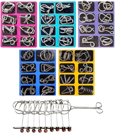 Metaaldraad Puzzel - Denkspel Educatief - Cognitieve Vaardigheden - Verstrengelde Stukken - 18 x 14 cm