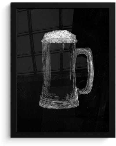 Poster in lijst - Fotolijst 30x40 cm - Posters - Bierpul - Schuim - Krijttekening - Posterlijst zwart - Decoratie - Wanddecoratie woonkamer - Muurdecoratie slaapkamer