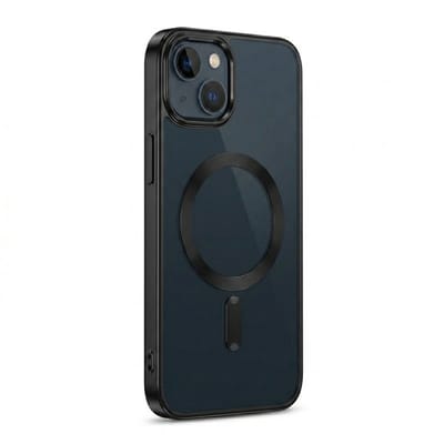 Hoesje Geschikt voor iPhone 14 en Geschikt voor Magsafe - Telefoonhoesje Zwart en Transparant