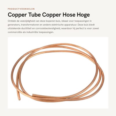 Dailygoods - Copper Tube - Copper Hose - Hoge kwaliteit - Koper - Brake - Voor generators en elektrische apparaten - 2 meter lang