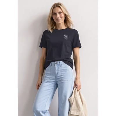 Shirt met ronde hals en opdruk op de borst