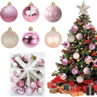 30 Kerstballen 3 cm voor Kerstboomdecoratie - Roze Versieringen voor Feestdagen, Thuis en Partijen
