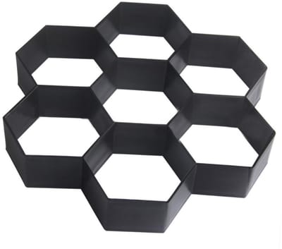 Betonmal Zeshoek - Terrasmal Tuinmal - Oprit Pad Aanleggen - Herbruikbaar Zelf Maken - 30x30x4.5 cm - Zwart